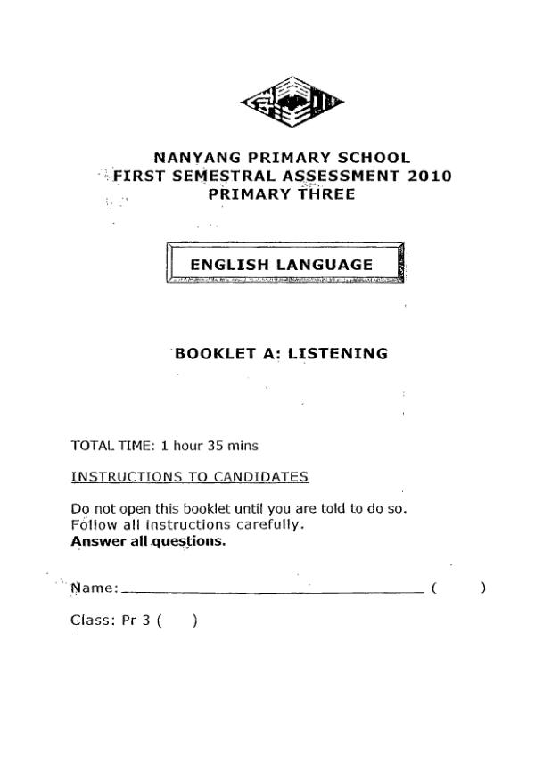 Nanyang P3 Eng WA2 2010 exam paper PDF first page preview