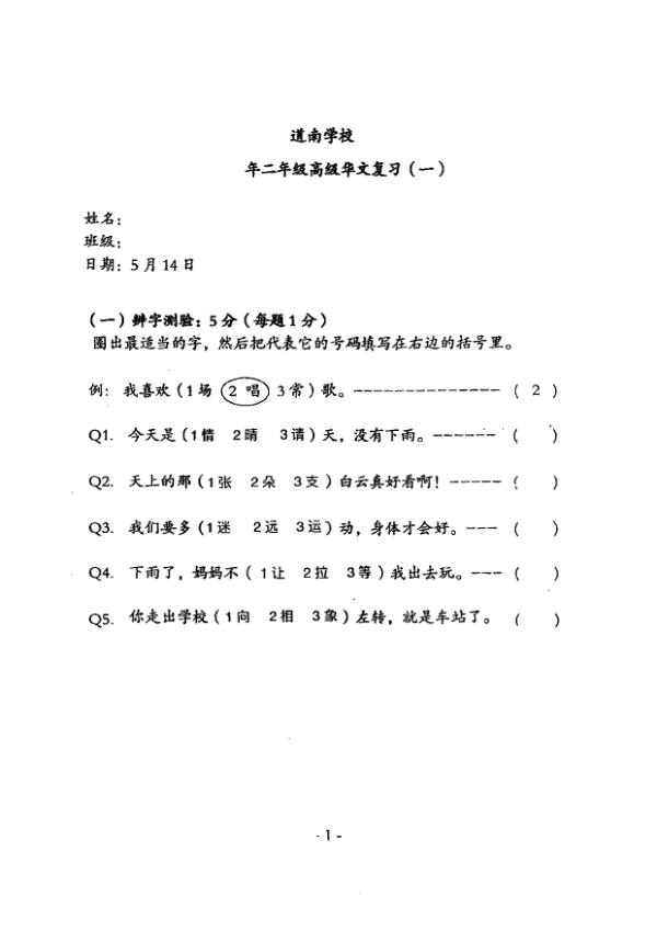 Tao Nan P2 Chi SA2 2019 exam paper PDF preview