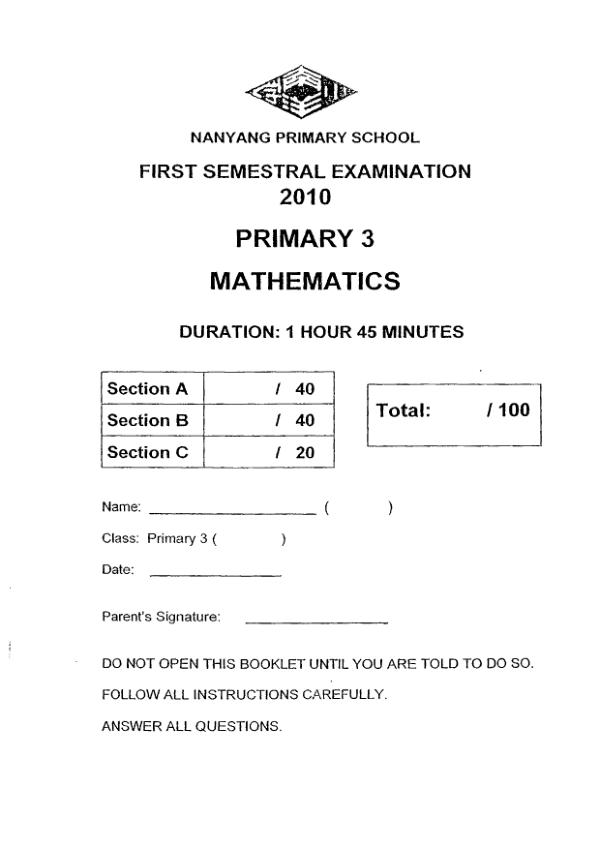Nanyang P3 Math WA2 2010 exam paper PDF preview