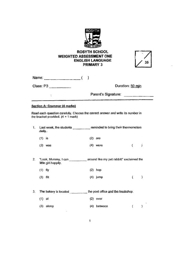 First page preview of P3 Eng 2024 WA1 — Rosyth