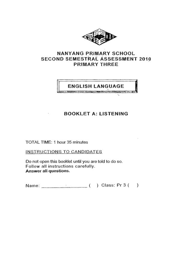 Nanyang P3 Eng SA2 2010 exam paper PDF preview