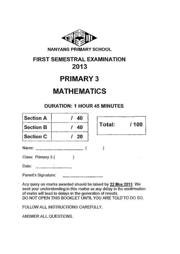 Nanyang P3 Math WA2 2013 exam paper PDF preview
