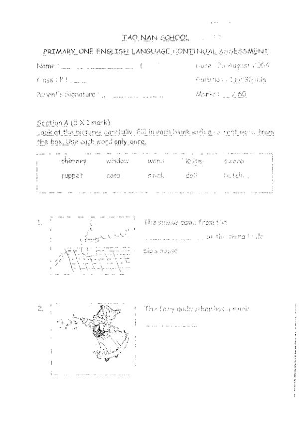 Tao Nan P1 Eng WA3 2004 exam paper PDF preview