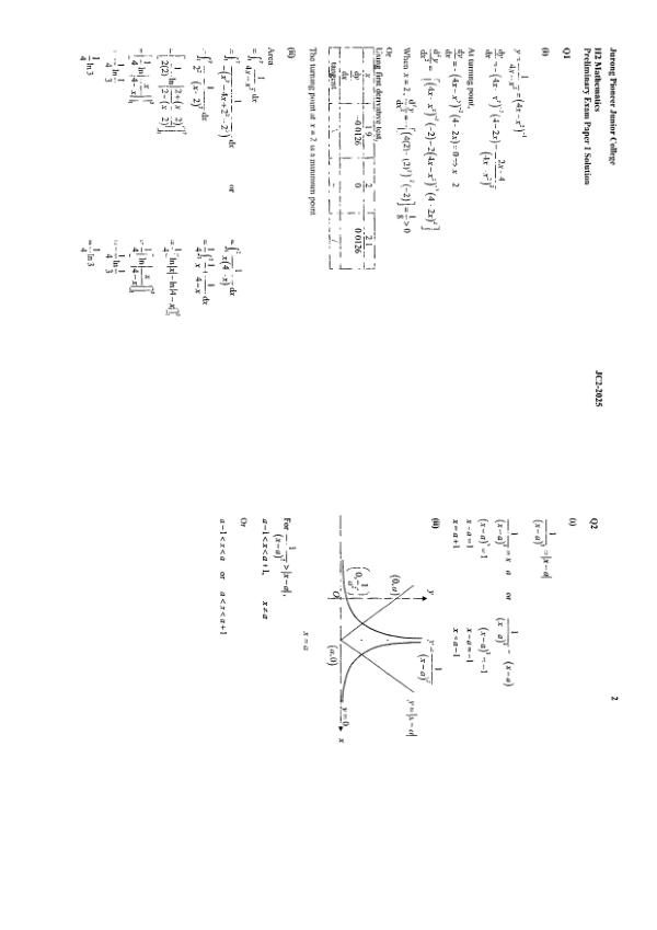 Testpaper Year : 2025 Testpaper Type : Prelims Testpaper Subject : Maths-H2 Download This Testpaper A Level Maths_H2 Prelim 2025 exam paper PDF preview