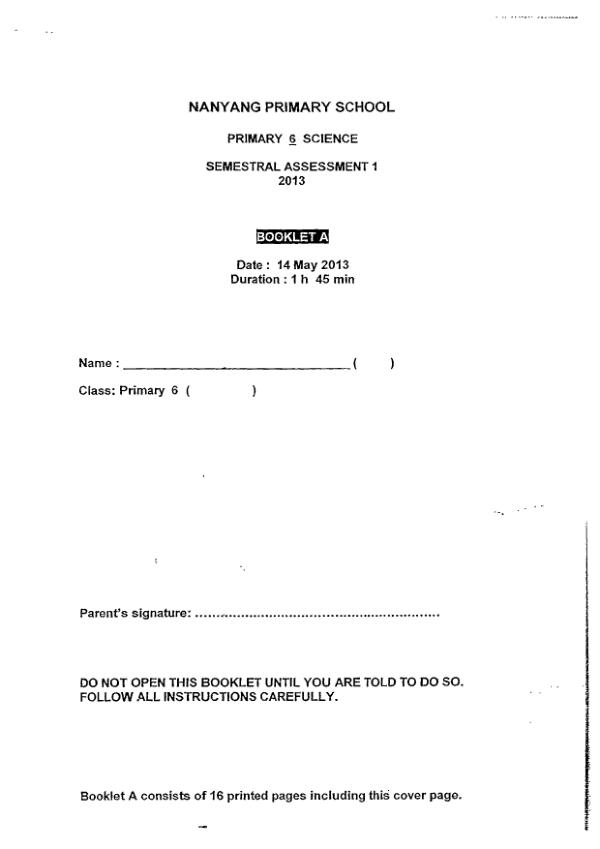 Nanyang P6 Sci WA2 2013 exam paper PDF preview
