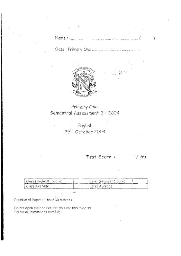 CHIJ P1 Eng SA2 2004 exam paper PDF first page preview