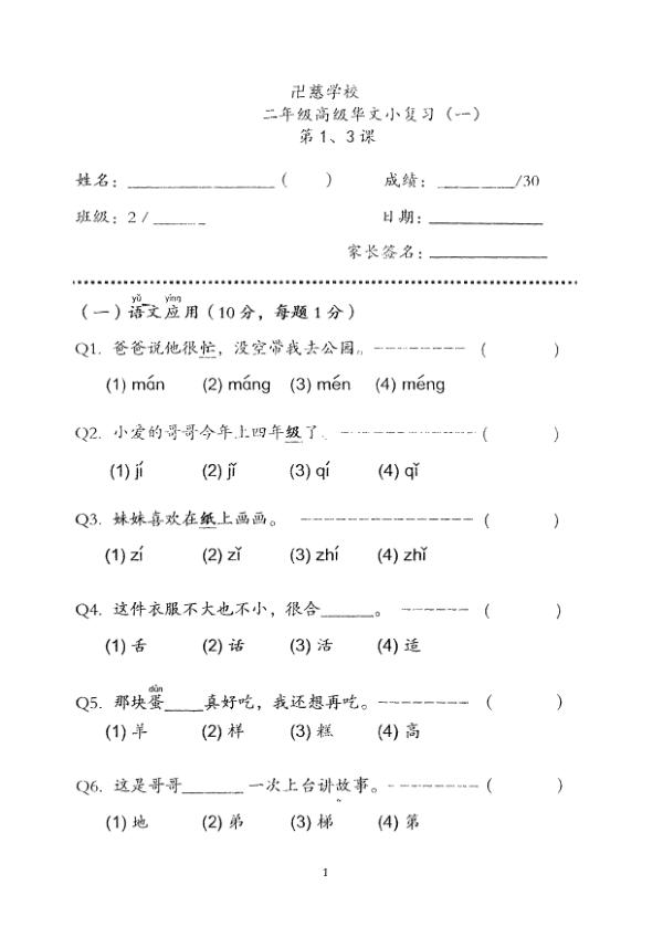 Red Swastika P2 Chi SA2 2019 exam paper PDF first page preview