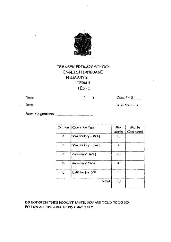 Temasek P2 Eng WA3 2016 exam paper PDF first page preview