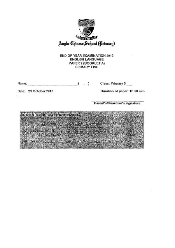 Anglo Chinese P5 Eng SA2 2013 exam paper PDF preview