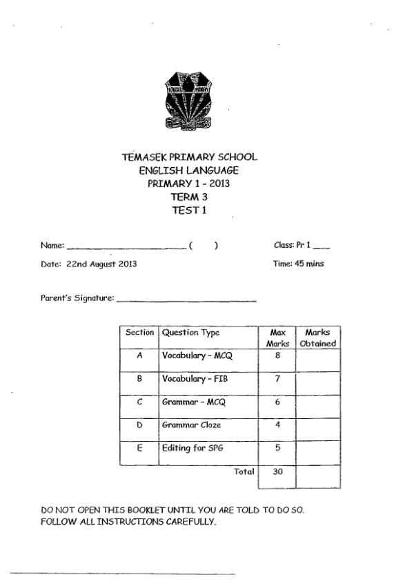 Temasek P1 Eng WA3 2013 exam paper PDF preview